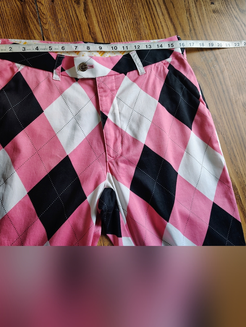Loudmouth Golf Pants Men's Pink Black Argyle size 32/30. - Picture 6 of 14